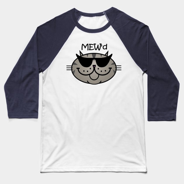 MEW'd - Cool Grey Tabby Baseball T-Shirt by RawSunArt